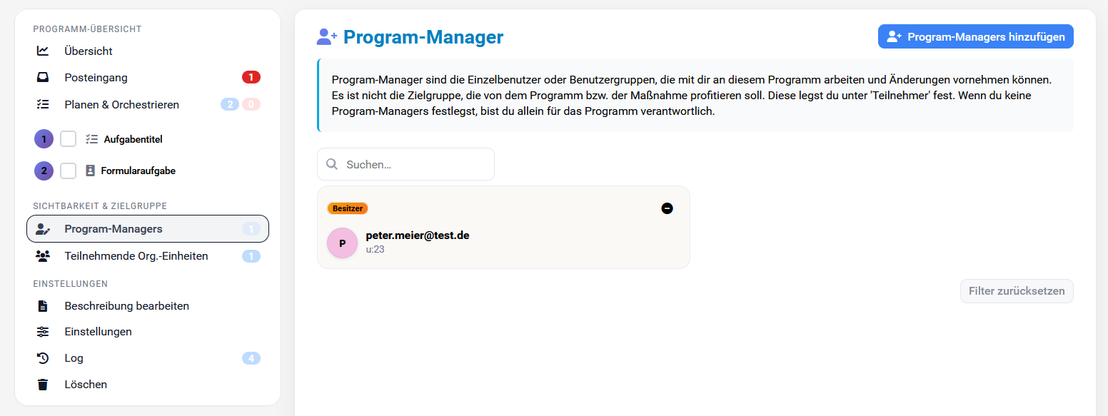 Program-Manager Zugriff