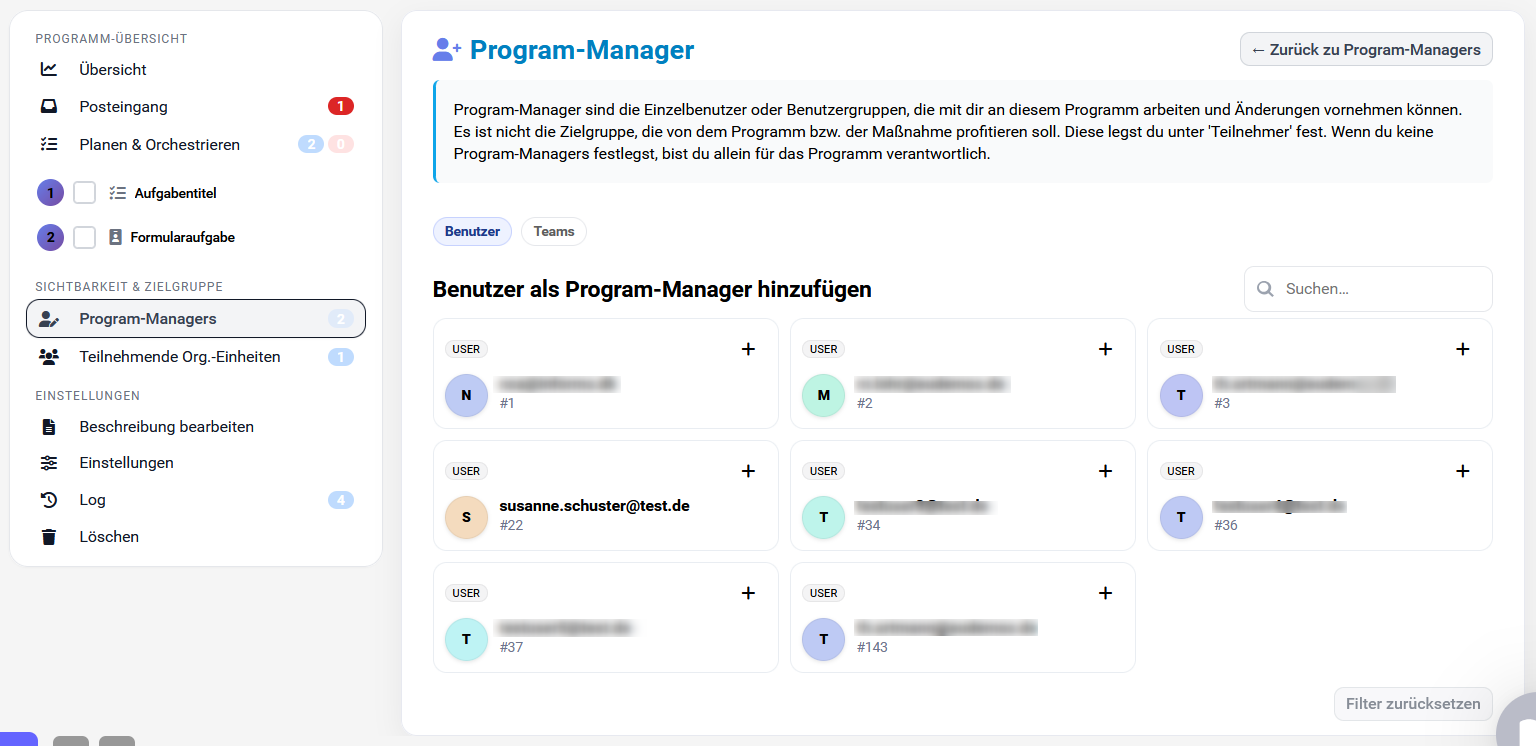 Program-Manager verwalten