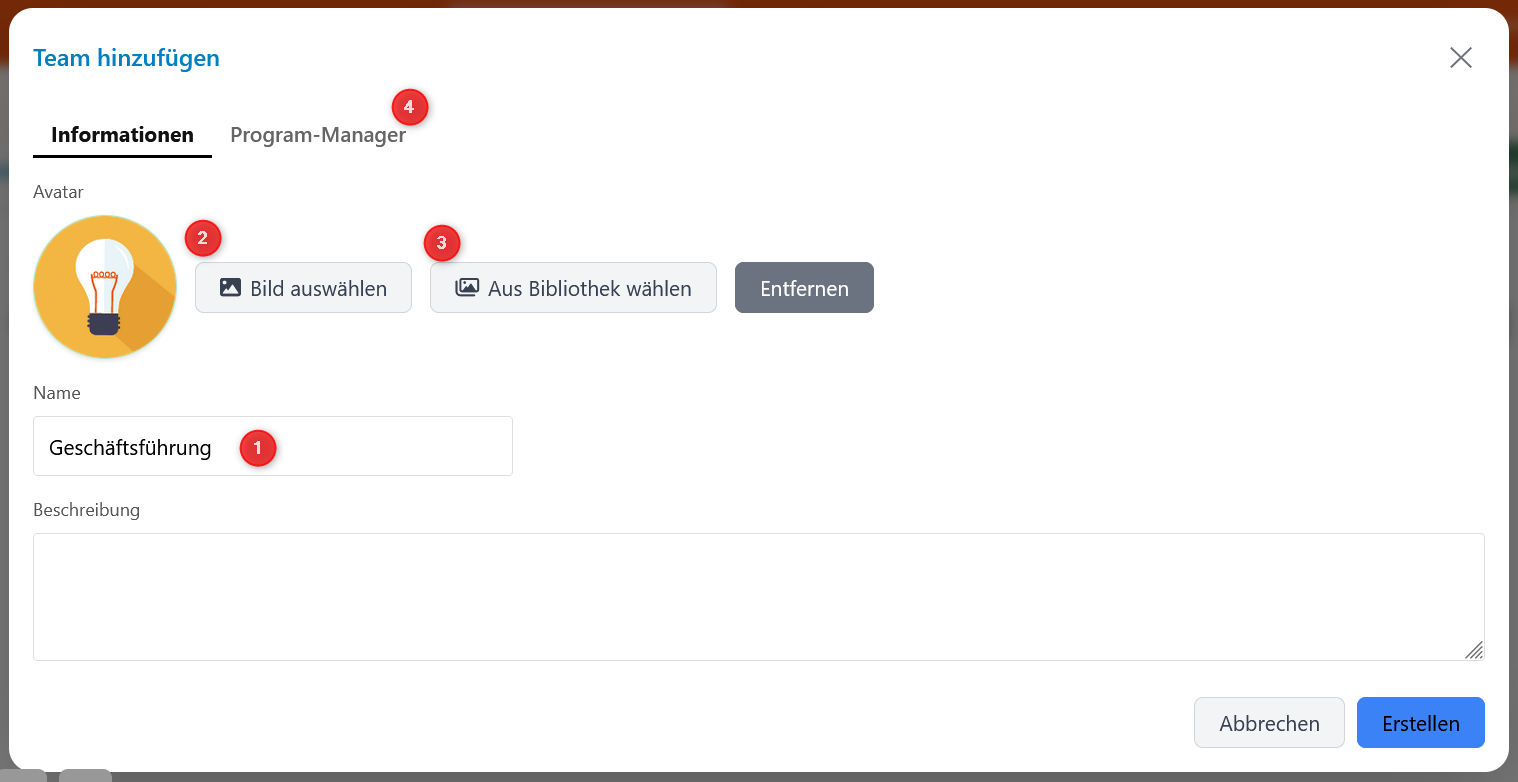 Neues Team erstellen