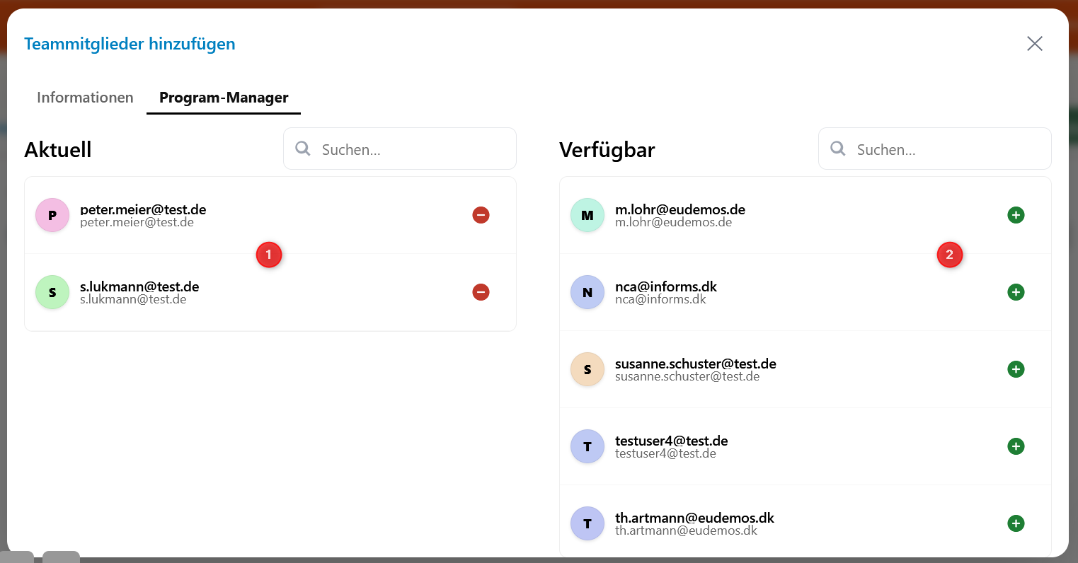 Benutzer zum Team hinzufügen